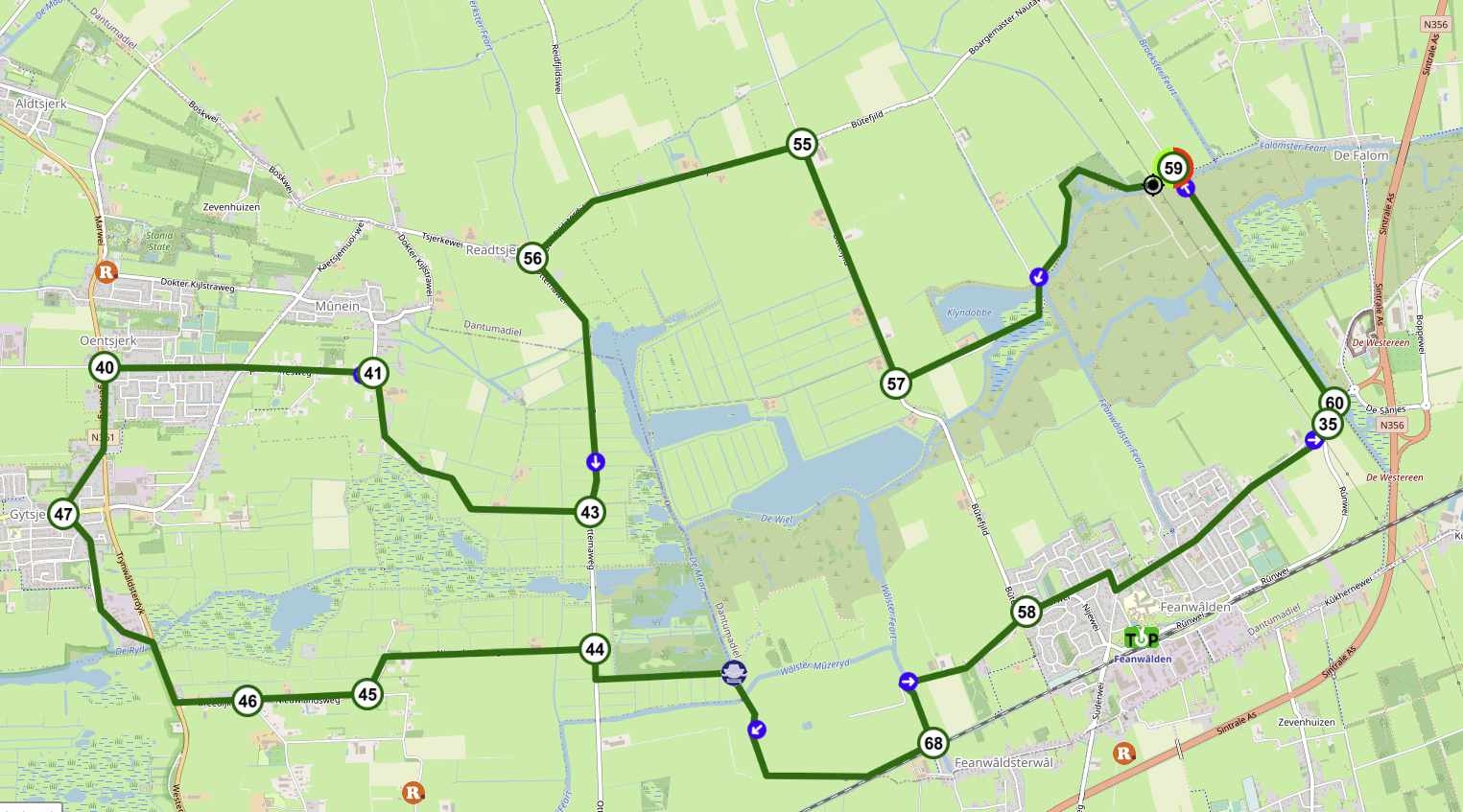 Fietsroute De Bouwepet & Ottema Wiersmareservaat kaart