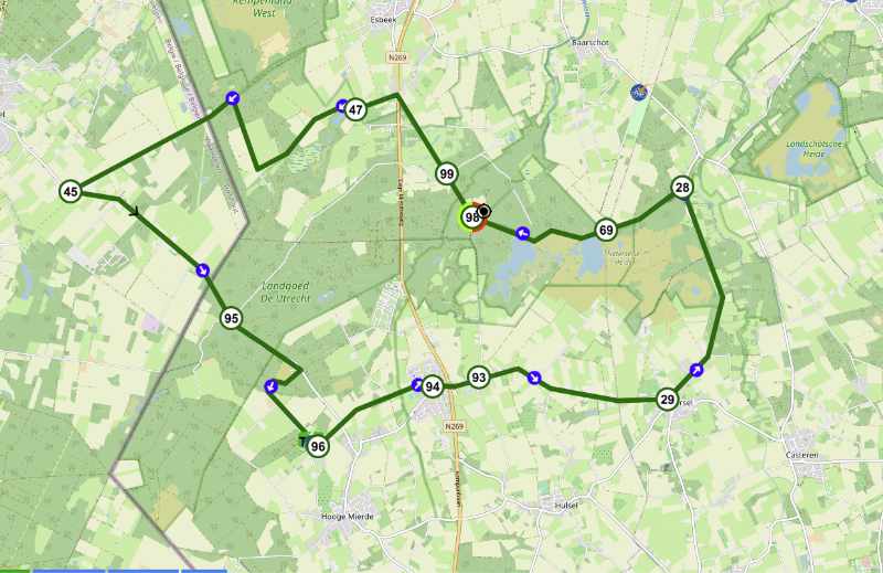 Fietsroute De Utrecht kaart