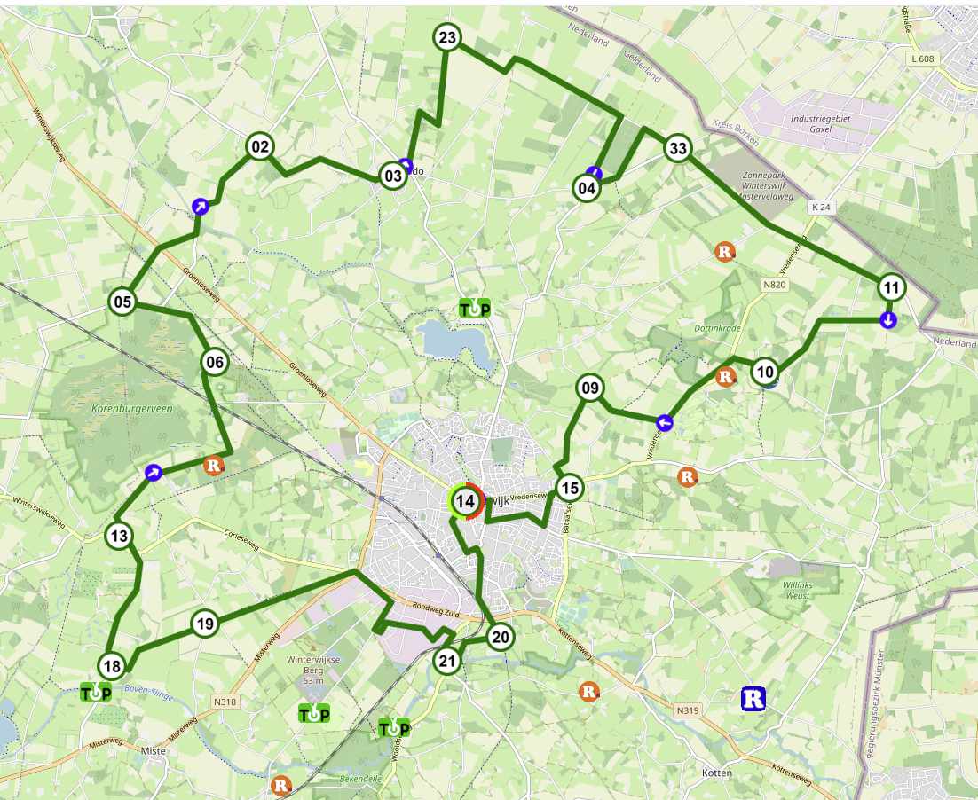 Fietsroute buurtschappen van Winterswijk kaart