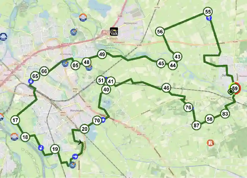 Fietsroute Het Nederlands IJsbeelden festival kaart