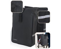 Morelia® 100% Waterdicht dubbele Fietstas Rolltop Zwart - fietstassen voor Elektrische fietsen