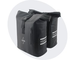 Voltano Dubbele Fietstas Rolltop E-bike Pro - Zwart - 48 Liter - 100% Waterdicht - Fietstassen Electrische Fietsen