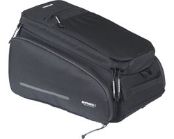 Basil Move - Bagagedragertas MIK - 10-26 Liter - Gerecycled materiaal - Zwart - Waterafstotend- Reflectiedetails