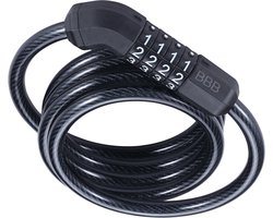 BBB Cycling QuickCode Coil Cable Fietsslot - Kabelslot Fiets Cijferslot - Codeslot - Zwart - 120 x 0,8 cm - BBL-66