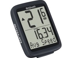 Sigma Fietscomputer met 8 functies - compact en gebruiksvriendelijk - waterdicht en bedraad - groot display - zwart
