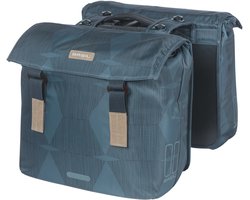 Basil Elegance Dubbele Fietstas – 40-49L – Estate Blue – Waterafstotend – Gerecycled PET – Met MIK Adapterplaat – Duurzaam & Stijlvol