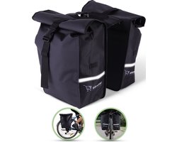 Ekostar® - Fietstassen - NIEUW - Roltop - Fietstassen dubbel - 46 Liter - Waterbestendig - Zwart - Fietstassen electrische fietsen