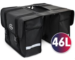 AG Fietstas 46 Liter - Dubbele Fietstas - Extra veel ruimte - Waterafstotend - Reflectoren  fietstassen - electrische fietsen - Zwart - dubbel