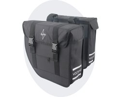 Voltano Dubbele Fietstas Urban Flow XL Afgeschuind - Zwart - 40 Liter - 100% Waterdichte Fietstassen - Fietstassen Elektrische Fietsen