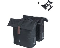 Basil City - Dubbele fietstas MIK - 28-32 Liter - Waterafstotend - Reflectiedetails - Zwart