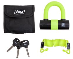 VINZ Dinara ART 4 Gekeurd Schijfremslot / Motorslot | Goedgekeurd voor de verzekering | 3 sleutels | Lichtgewicht Remschijf Slot 690 gram | Geel