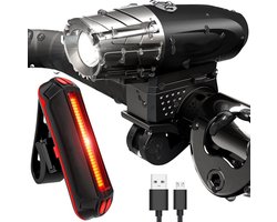 LED Fietsverlichting Set Oplaadbaar Via USB - Fietslampje - Fietslicht - Complete Fietslamp Set -TIGIOO Fietslamp - Fietslampjes set Koplamp - Sport - Sportfiets - Racefiets accessoires - Fietslamp Voorlicht & Achterlicht USB Oplaadbaar - Waterdicht