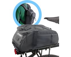 Dyken Bagagedragertas Fiets - Afneembare Fietstas Rugzak - Trunkbag - Waterdicht Regenhoes - Zwart