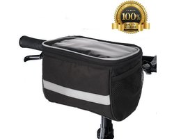 Stuurtas Fiets - Afneembare Fietstas Stuur met Smartphone Houder - met Isolatie - Telefoon Fiets Tas - Waterproof - Zwart