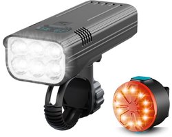 Lzwintrading Fietsverlichting LED Set - Fietslampjes Voorlicht & Achterlicht - Fietslamp USB Oplaadbaar - Fietslicht Voor en Achter - Fiets Verlichting - Fietsverlichting Mountainbike - IPX5 Waterdicht - Fietslichten