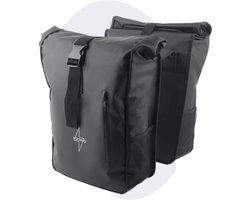 Voltano Dubbele Fietstas Rolltop - Zwart - 48 Liter - 100% Waterdicht - Fietstassen Electrische Fietsen