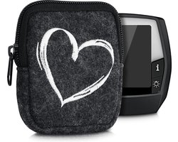kwmobile hoes geschikt voor Bosch Intuvia - Hoesje van vilt voor e-bike display - Cover in wit / donkergrijs - DESIGN