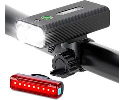 BikePro LED Fietsverlichting Set - 600 Lumen - Voorlicht en Achterlicht - Valbestendig - Fietslamp - Koplamp fiets - Fietslampjes - Fietslichten