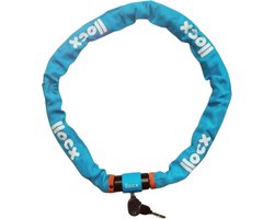 LLOCX Kettingslot van 1 Meter + 2 Sleutels - 5mm Roestvrij Staal - 900gr. Aluminium - Krasvrij en Scheurvrij - Blauwe Sleeve - Sluiting met Anti-Stofklep