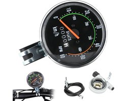 Retro look analoge fiets snelheidsmeter - Fietscomputer set - Mechanische snelheidssensor - Kilometerteller - handmatig snelheid meten - Zwart