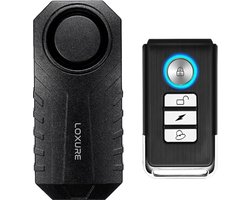 Loxure Fietsalarm - Anti-Diefstal Alarmsysteem voor Fiets & Scooter - Draadloze Afstandsbediening - 3 geluidssterktes - 7 gevoeligheidsstanden - Waterdicht - No.1 Fietsalarm