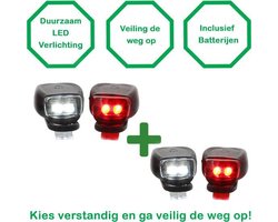 2X Luxe Fietsverlichting Set Voor en Achter licht - Inclusief 8 batterijen - fietslicht - Fietslampjes - Fietslamp - Voorlicht  - Achterlicht - led verlichting