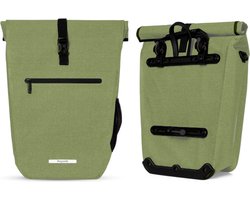 LifeGoods Enkele Fietstas - Compact - Schoudertas met Schouderbanden - 25L - Waterdicht - Olijfgroen