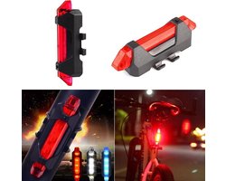 USB oplaadbare LED fietslamp - Duurzame verlichting fiets - Achterlicht fiets - Afneembare fietslamp - Fietsverlichting (Rood)