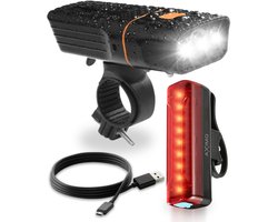 AXIMO Fietsverlichting Set 500 lumen - Fietslamp USB Oplaadbaar LED - Aluminium Voorlicht en Achterlicht - Roteerbaar voorlicht - Waterbestendig (IP65) Fietslicht - MTB & Racefiets