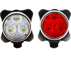 Oplaadbare Fietslamp Voor + Achter Usb - Wit + Rood - Fietsverlichting