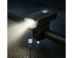 350lm Waterdichte Fietslamp – Oplaadbare Superheldere 400 Lumen Voorlamp met USB-kabel – Stijlvolle en Krachtige Fietsverlichting voor Optimale Veiligheid, Dag en Nacht fiets