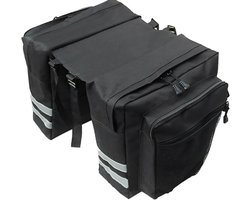Somstyle Dubbele Fietstas - 31.5 x 31.5 x 16 CM - Bagagedragertas - Fietstassen Waterdicht - Tas met Reflectoren - Zwart