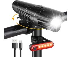 Fietsverlichting - USB Oplaadbare Fietslamp - Fiets Licht - Superhelder Fietslicht Waterdicht - 4 Verlichtingsmodi - LED Fiets Koplamp en Achterlichtsets voor Wegfiets en Mountainbike
