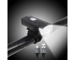 CHPN - Voorlicht - Fietslamp - Fietsverlichting - Voorlamp - 400 lumen - USB-kabel - Zwart - Voorlicht - koplamp - Voorlamp voor op fiets - Veilig in het donker fietsen