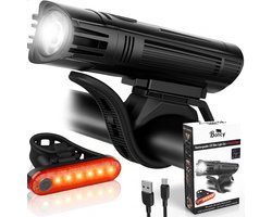 Boncy® Premium Fietslamp Set - USB Oplaadbaar - Fietsverlichting Voorlicht & Achterlicht Fiets - Fietslicht LED Verlichting Voor en Achter - Oplaadbare Fietslampjes Wit & Rood - Koplamp Fietslichten Voorlamp & Achterlamp - Mountainbike Licht Lamp