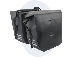 Voltano Dubbele Fietstas Rolltop Urban Black - 48 Liter - 100% Waterdicht - Fietstassen Electrische Fietsen
