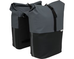 New Looxs Nyborg Double - Dubbele Fietstas - Geschikt voor Electrische Fietsen - Waterdicht Polyester - 34 Liter - Zwart & Donker Grijs