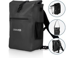 CRAVED Fietstas 3 in 1 enkel - 28L - waterdicht - voor e-bikes - zwart
