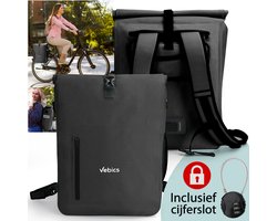 100% Waterdicht Enkele Fietstas Zwart - 3-in-1 Fietsrugzak - Fietstassen voor Elektrische fietsen - Inclusief laptophoes & cijferslot