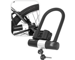 Voltano Beugelslot ART4 - Zwart - Met Framehouder - 26 x 18 CM - Motorslot / Scooterslot / Fietsslot / 1,90 KG
