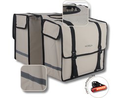 Morelia® 100% Waterdicht dubbele Fietstas - Incl Achterlicht - fietstassen voor Elektrische fietsen - Beige