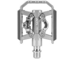 ACID Combo Fietspedalen A7-IB Classic - Platte/Klikpedalen - Fietspedaal Set - Inclusief Schoenplaatjes/Reflectors - Aanpasbare Veerspanning - Geschikt voor SPD schoenen - Fietsaccessoires - Zilver