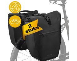 Kioto Fietstassen Dubbel Waterdicht - Makkelijk te bevestigen - 2x 25L - 100% Waterdicht - Fietszakken geschikt voor sportfietsen en elektrische fietsen - Zwart