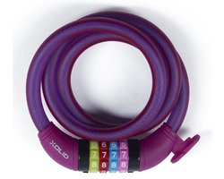 Xolid Fietsslot met cijferslot - 120 cm - paars - kabelslot - voor fiets / scooter - scooter slot