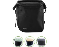 Ekostar® Dubbele Fietstas Urban 46L - 100% Waterdicht - Zwart - Roltop - Geseald - Fietstassen Elektrische Fietsen