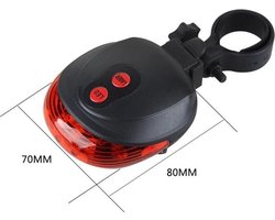 Fiets Achterlicht Achter Lamp - LED Fiets verlichting - Incl. laser - Fiets Racefiets Mountainbike - Afneembaar - Rood