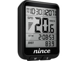 Nince Draadloze Fietscomputer – Kilometerteller Fiets – Waterdicht – 17 Functies – Eenvoudig te Installeren
