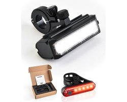 Morelia® LED Fietslamp Set - Fietslampjes 900 Lumen - Fietsverlichting - Voorlicht en Achterlicht - USB Oplaadbaar - Zwart