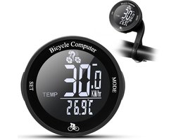 Fietscomputer-kilometerteller fiets-snelheidsmeter fiets-draadloze fietscomputer - Waterdichte fietssnelheidsmeter - Grote LCD-display - Fietscomputer met notebook - Automatische aan/uit fietssnelheidsmeter - Mountainbike-afstandsmeter - Zwart - 6,2