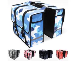 Ekostar® Fietstas Dubbel 46L - Waterdicht materiaal - Camouflage Blauw - Fietstassen Elektrische Fietsen